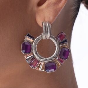 Elegant Silver and Purple Gemstone Earrings